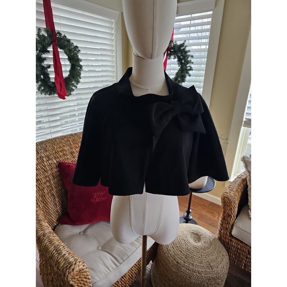 Sara Campbell Black Cropped Blazer‎ With Bow Size 2 Elegant Formal Made in USA